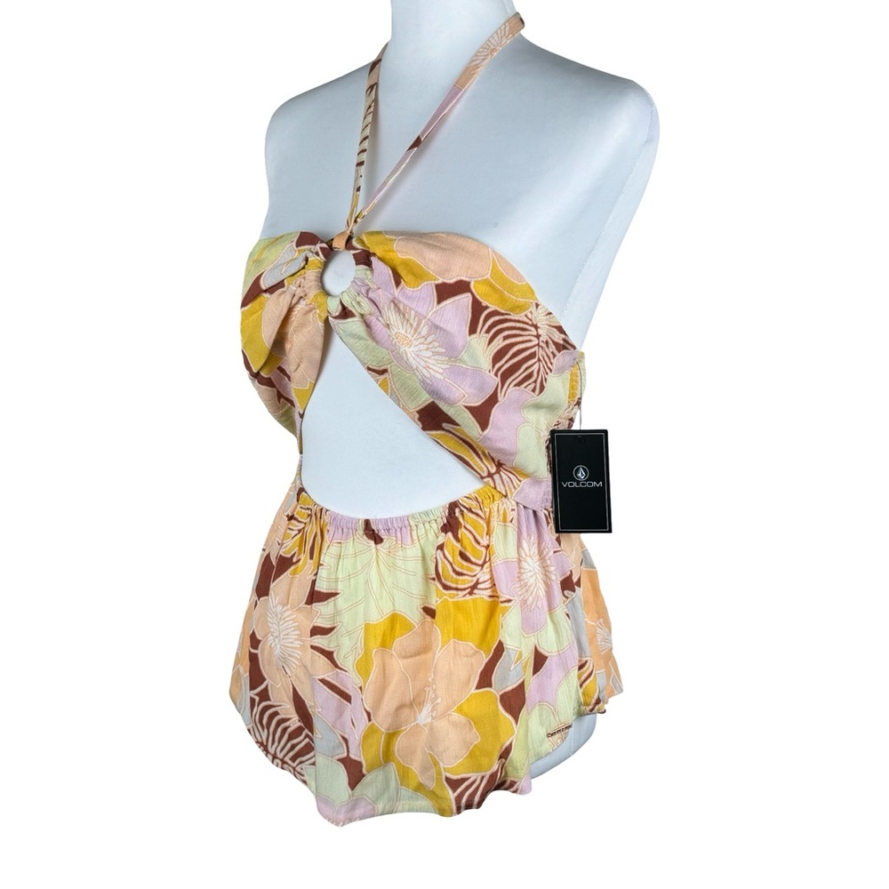 NWT Volcom Floral Tropical Keyhole Halter Cami Top Large